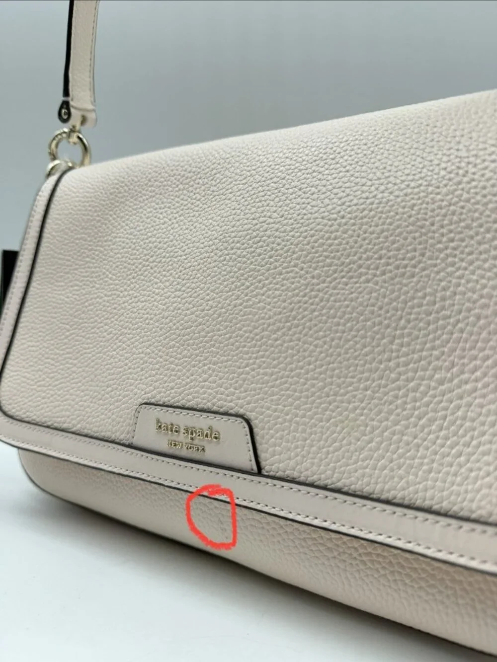 KATE SPADE NY Hudson pebbled leather women's shoulder crossbody + Dust bag Peach